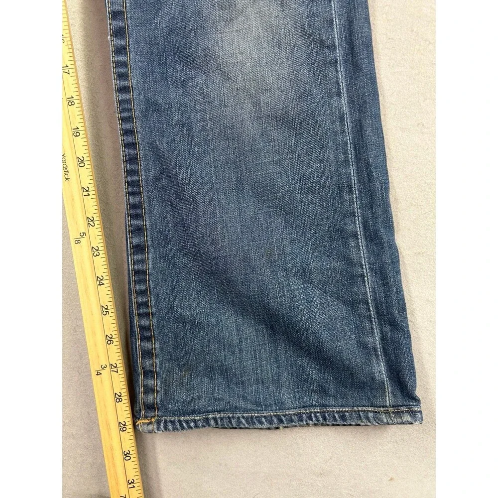 Vintage True Religion Billy Jeans Mens Blue Embroidered Denim Made USA 33